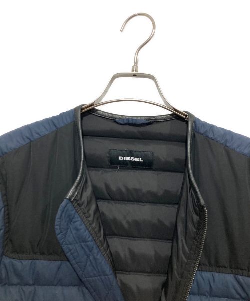 DIESEL（ディーゼル）DIESEL (ディーゼル) ノーカラーダウンジャケット ネイビー サイズ:Sの古着・服飾アイテム