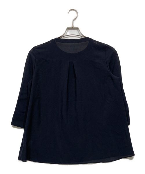 BLUE LABEL CRESTBRIDGE（ブルーレーベルクレストブリッジ）BLUE LABEL CRESTBRIDGE (ブルーレーベルクレストブリッジ) エアリースパンボイルブラウス ネイビー サイズ:38の古着・服飾アイテム