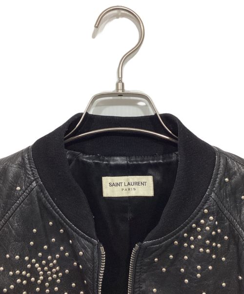 Saint Laurent Paris（サンローランパリ）Saint Laurent Paris (サンローランパリ) スタッズレザーブルゾン ブラック サイズ:SIZE 50の古着・服飾アイテム
