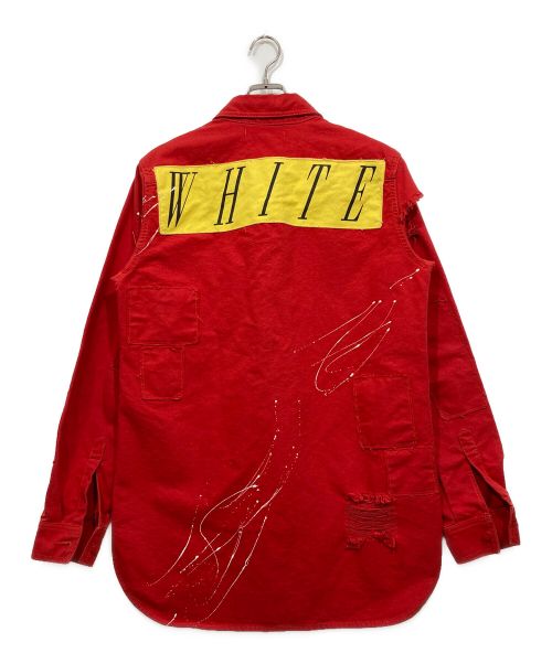 OFFWHITE（オフホワイト）OFFWHITE (オフホワイト) ダメージペイントカバーオール レッド サイズ:Mの古着・服飾アイテム