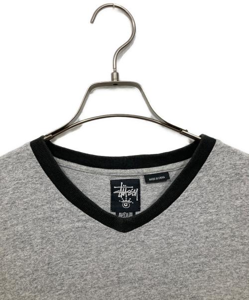 stussy（ステューシー）stussy (ステューシー) リンガーTシャツ グレー サイズ:Mの古着・服飾アイテム