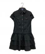 BURBERRY BLUE LABELバーバリーロンドンブルーレーベル）の古着「半袖ワンピース」｜ブラック