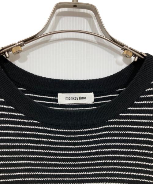 MONKEY TIME（モンキータイム）MONKEY TIME (モンキータイム) COTTON KNIT BORDER TEE ブラック サイズ:Lの古着・服飾アイテム