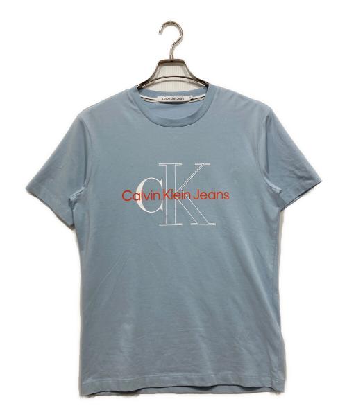 Calvin Klein Jeans（カルバンクラインジーンズ）Calvin Klein Jeans (カルバンクラインジーンズ) ロゴプリントTシャツ ブルー サイズ:Mの古着・服飾アイテム