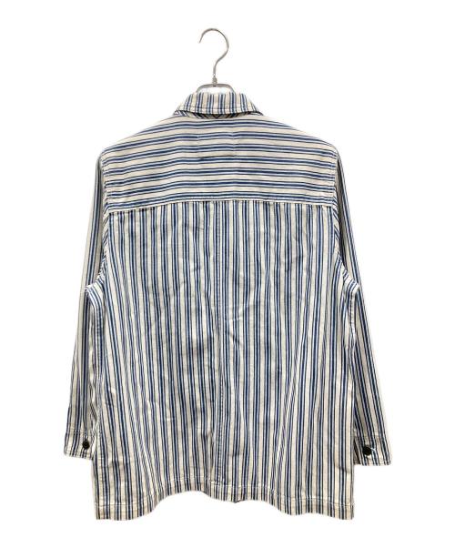 LAUREN JEANS（ローレンジーンズ）LAUREN JEANS (ローレンジーンズ) ストライプカバーオール ホワイト×ブルー サイズ:Lの古着・服飾アイテム