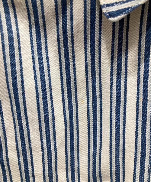 LAUREN JEANS（ローレンジーンズ）LAUREN JEANS (ローレンジーンズ) ストライプカバーオール ホワイト×ブルー サイズ:Lの古着・服飾アイテム