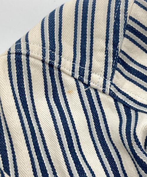 LAUREN JEANS（ローレンジーンズ）LAUREN JEANS (ローレンジーンズ) ストライプカバーオール ホワイト×ブルー サイズ:Lの古着・服飾アイテム