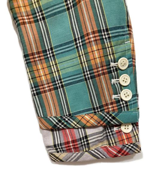 COMME des GARCONS HOMME PLUS（コムデギャルソンオムプリュス）COMME des GARCONS HOMME PLUS (コムデギャルソンオムプリュス) レイヤードチェックシャツジャケット グリーン サイズ:Sの古着・服飾アイテム
