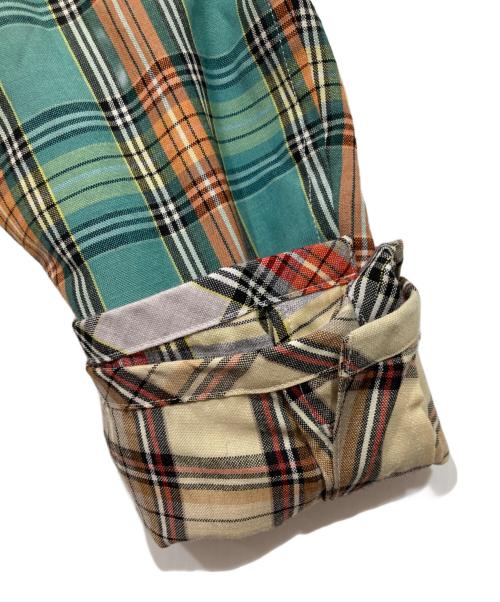 COMME des GARCONS HOMME PLUS（コムデギャルソンオムプリュス）COMME des GARCONS HOMME PLUS (コムデギャルソンオムプリュス) レイヤードチェックシャツジャケット グリーン サイズ:Sの古着・服飾アイテム