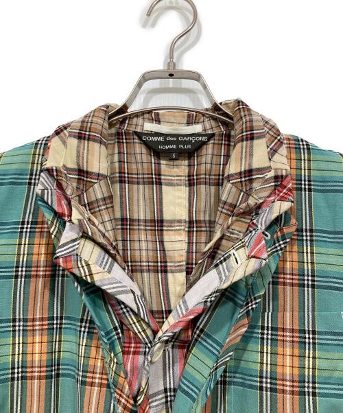 COMME des GARCONS HOMME PLUS（コムデギャルソンオムプリュス）COMME des GARCONS HOMME PLUS (コムデギャルソンオムプリュス) レイヤードチェックシャツジャケット グリーン サイズ:Sの古着・服飾アイテム