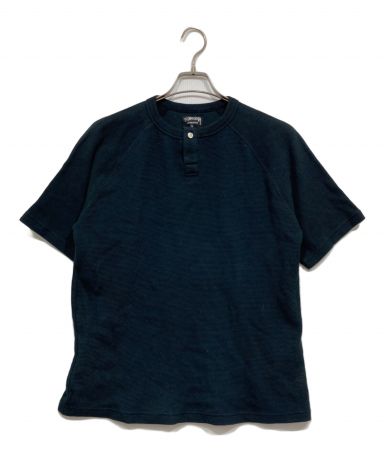 OLD StussyヘンリーネックのブラックTシャツ 中古・古着通販】stussy (ステューシー) ヘンリーネックワッフル