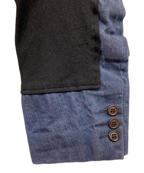 COMME des GARCONS HOMME PLUS EVER GREEN（コムデギャルソンオムプリュス エバーグリーン）COMME des GARCONS HOMME PLUS EVER GREEN (コムデギャルソンオムプリュス エバーグリーン) 製品染めデニムドッキング縮絨ジャケット ブラック サイズ:Sの古着・服飾アイテム