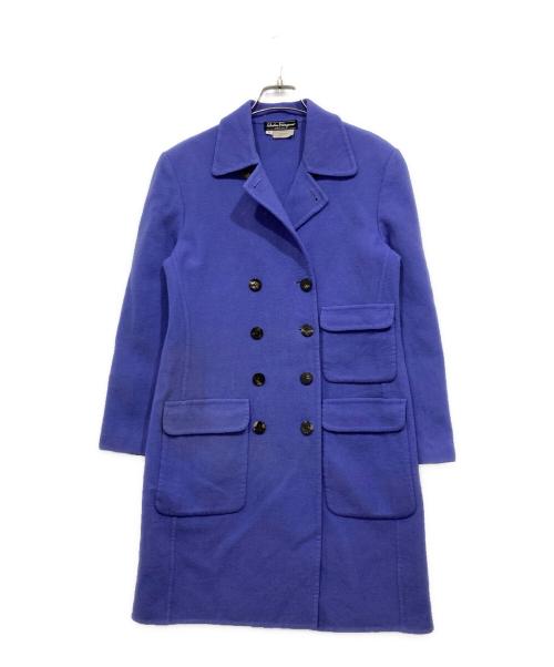 Salvatore Ferragamo（サルヴァトーレ フェラガモ）Salvatore Ferragamo (サルヴァトーレ フェラガモ) ヴァージンウールコート パープル サイズ:Sの古着・服飾アイテム