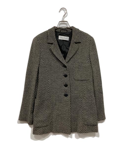 MaxMara（マックスマーラ）MaxMara (マックスマーラ) ヴァージンウール千鳥格子4Bジャケット ブラック サイズ:40の古着・服飾アイテム