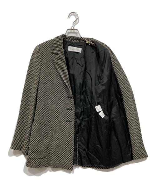 MaxMara（マックスマーラ）MaxMara (マックスマーラ) ヴァージンウール千鳥格子4Bジャケット ブラック サイズ:40の古着・服飾アイテム