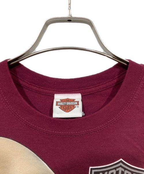 HARLEY-DAVIDSON（ハーレーダビッドソン）HARLEY-DAVIDSON (ハーレーダビッドソン) Hanes (ヘインズ) プリントTシャツ ボルドー サイズ:Sの古着・服飾アイテム