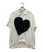 MILK BOYミルクボーイ）の古着「シルキーハートシャツ」｜ホワイト