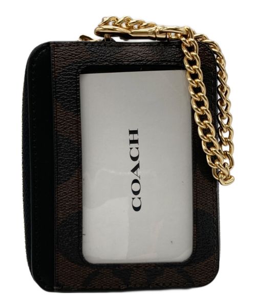 COACH（コーチ）COACH (コーチ) ジップ カード ケース ブロックド シグネチャー キャンバス ベージュの古着・服飾アイテム