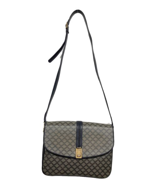 CELINE（セリーヌ）CELINE (セリーヌ) マカダム柄ショルダーバッグ グレー×ネイビーの古着・服飾アイテム