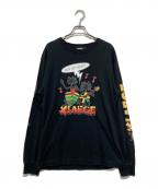 X-LARGEエクストララージ）の古着「プリントロングスリーブカットソー」｜ブラック