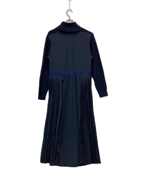 TONAL（トーナル）TONAL (トーナル) プリーツ切替ニットワンピース ネイビー サイズ:38の古着・服飾アイテム