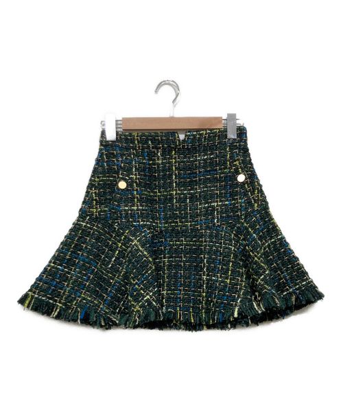 Lily Brown（リリーブラウン）Lily Brown (リリーブラウン) フリンジツイードスカート グリーンの古着・服飾アイテム