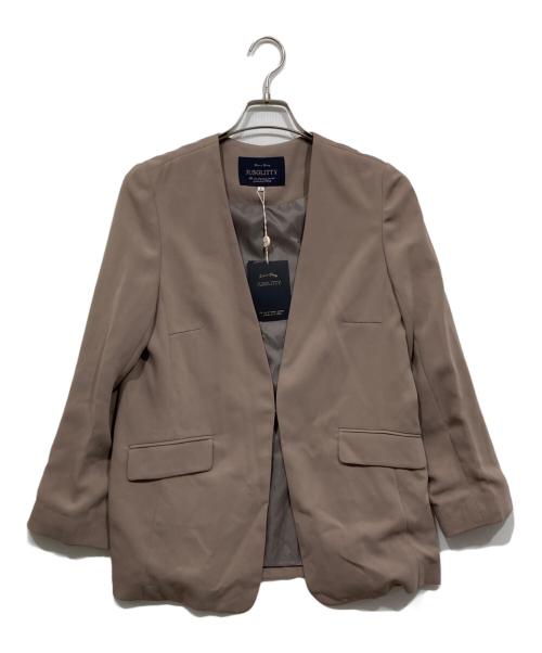 JUSGLITTY（ジャスグリッティー）JUSGLITTY (ジャスグリッティー) ノーカラージャケット ブラウン サイズ:2の古着・服飾アイテム