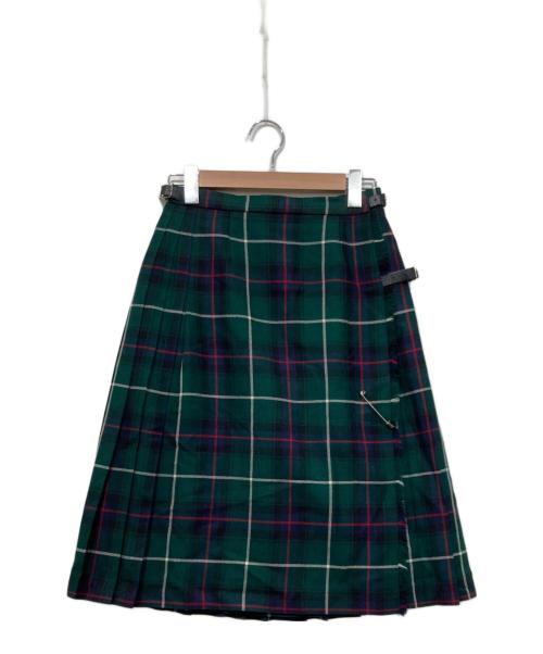GLEN NEVIS（グレン ネイビス）GLEN NEVIS (グレン ネイビス) プリーツチェックラップスカート グリーン サイズ:Lの古着・服飾アイテム