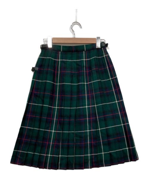 GLEN NEVIS（グレン ネイビス）GLEN NEVIS (グレン ネイビス) プリーツチェックラップスカート グリーン サイズ:Lの古着・服飾アイテム