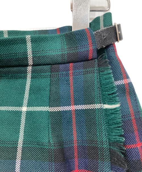 GLEN NEVIS（グレン ネイビス）GLEN NEVIS (グレン ネイビス) プリーツチェックラップスカート グリーン サイズ:Lの古着・服飾アイテム