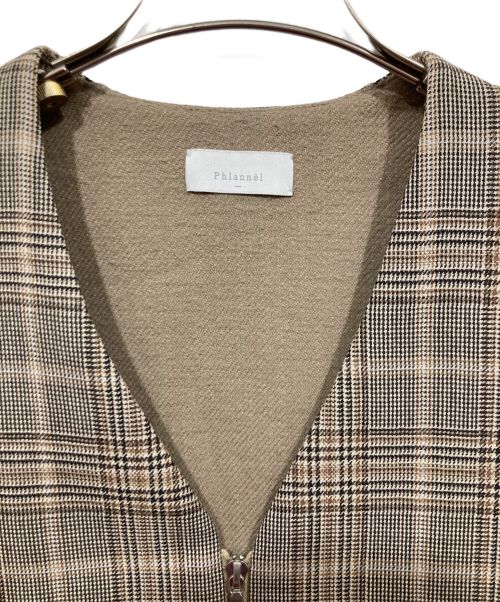 Phlannel（フランネル）Phlannel (フランネル) ダブルクロスジップベスト チェック ベージュ サイズ:3の古着・服飾アイテム