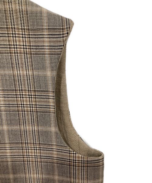 Phlannel（フランネル）Phlannel (フランネル) ダブルクロスジップベスト チェック ベージュ サイズ:3の古着・服飾アイテム