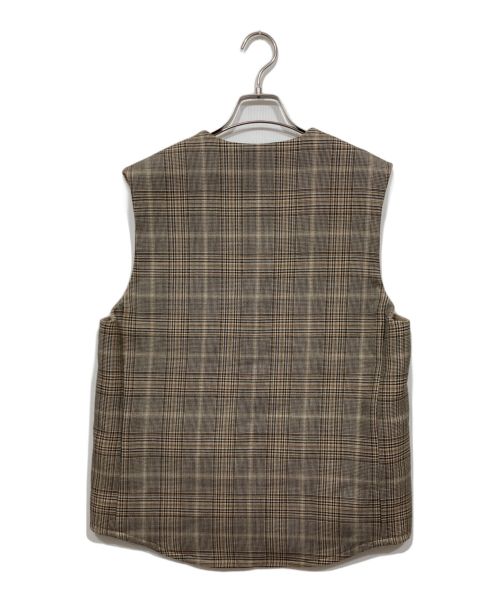 Phlannel（フランネル）Phlannel (フランネル) ダブルクロスジップベスト チェック ベージュ サイズ:3の古着・服飾アイテム