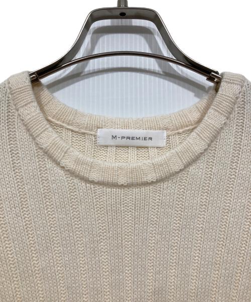 M-PREMIER（エムプルミエ）M-PREMIER (エムプルミエ) ウールカシミヤクルーネックリブニット アイボリー サイズ:38の古着・服飾アイテム