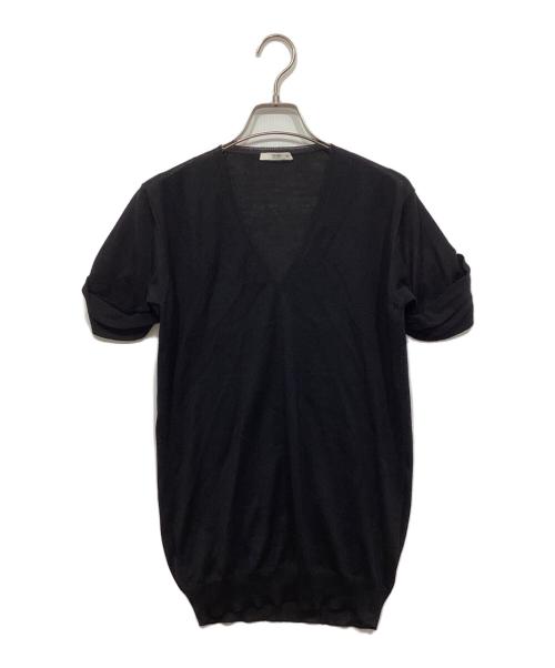 PRADA（プラダ）PRADA (プラダ) Vネック半袖ニット ブラック サイズ:42の古着・服飾アイテム