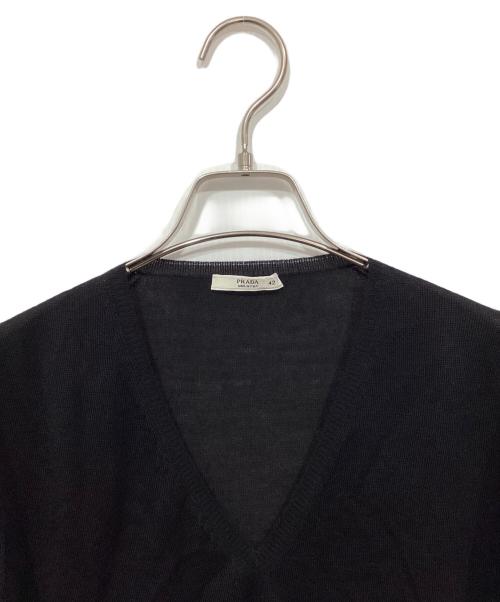 PRADA（プラダ）PRADA (プラダ) Vネック半袖ニット ブラック サイズ:42の古着・服飾アイテム