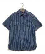 SUGAR CANEシュガーケーン）の古着「半袖シャツ / 5.2ozインディゴストライプ・ワークシャツ」｜ネイビー