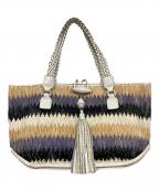 ANYA HINDMARCHアニヤ・ハインドマーチ）の古着「カゴハンドバッグ」｜ベージュ×パープル