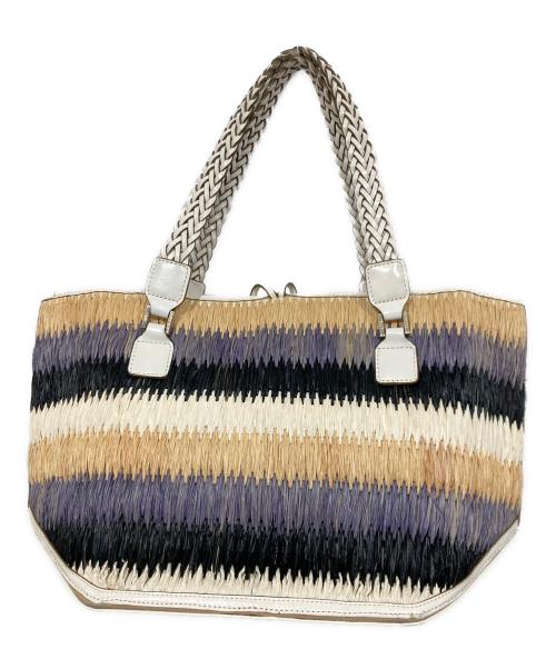 ANYA HINDMARCH（アニヤ・ハインドマーチ）ANYA HINDMARCH (アニヤハインドマーチ) カゴハンドバッグ ベージュ×パープルの古着・服飾アイテム