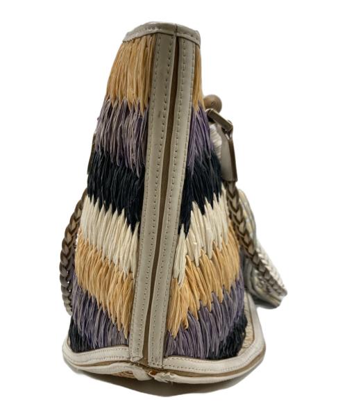 ANYA HINDMARCH（アニヤ・ハインドマーチ）ANYA HINDMARCH (アニヤハインドマーチ) カゴハンドバッグ ベージュ×パープルの古着・服飾アイテム