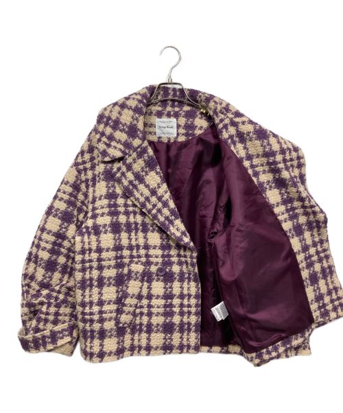 Scrap Book（スクラップブック）Scrap Book (スクラップブック) チェックコート  パープル×アイボリー サイズ:Mの古着・服飾アイテム