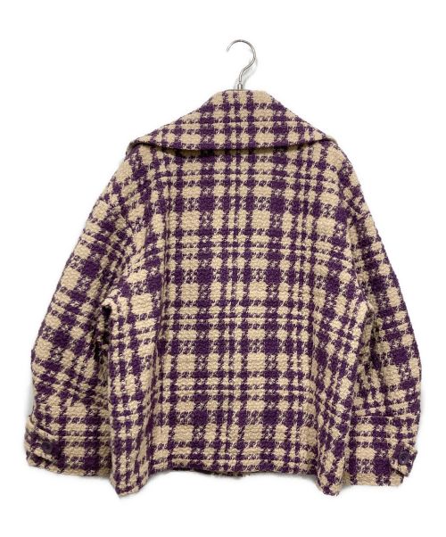 Scrap Book（スクラップブック）Scrap Book (スクラップブック) チェックコート  パープル×アイボリー サイズ:Mの古着・服飾アイテム