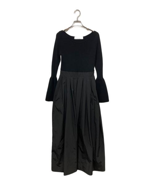 LAGUNA MOON（ラグナムーン）LAGUNA MOON (ラグナムーン) ドッキングタフタニットワンピース ブラック サイズ:Sの古着・服飾アイテム