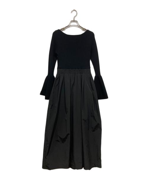 LAGUNA MOON（ラグナムーン）LAGUNA MOON (ラグナムーン) ドッキングタフタニットワンピース ブラック サイズ:Sの古着・服飾アイテム