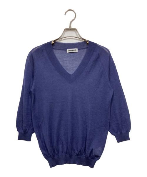 JIL SANDER（ジルサンダー）JIL SANDER (ジルサンダー) シルクカシミアシアーニット ネイビー サイズ:Mの古着・服飾アイテム