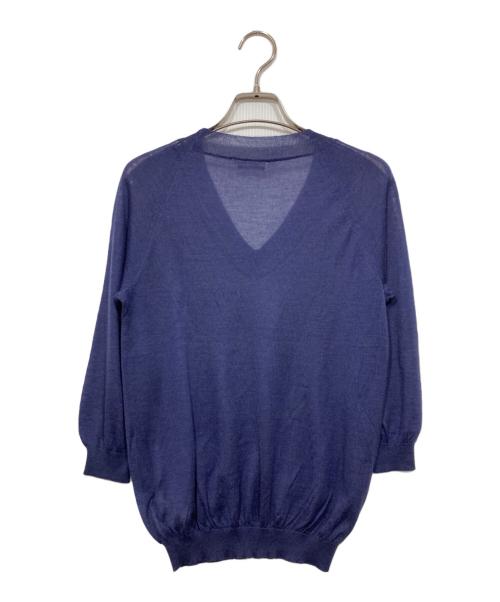 JIL SANDER（ジルサンダー）JIL SANDER (ジルサンダー) シルクカシミアシアーニット ネイビー サイズ:Mの古着・服飾アイテム