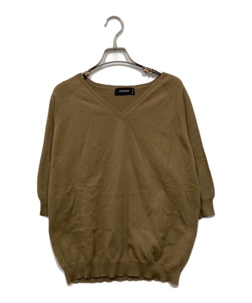 CIVIDINI（チヴィディーニ）CIVIDINI (チヴィディーニ) コットンVネック半袖ニット ベージュ サイズ:42の古着・服飾アイテム