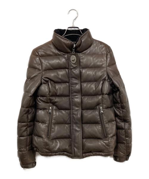COACH（コーチ）COACH (コーチ) レザーダウンジャケット ブラウン サイズ:Sの古着・服飾アイテム