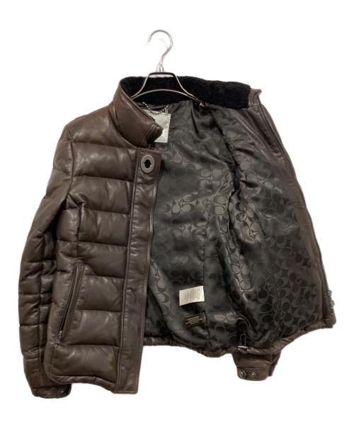 COACH（コーチ）COACH (コーチ) レザーダウンジャケット ブラウン サイズ:Sの古着・服飾アイテム