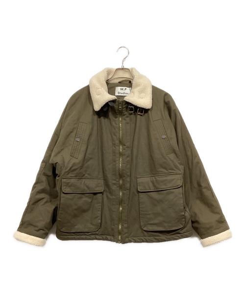 M.P Studios（エムピーストゥディオ）M.P Studios (エムピーストゥディオ) ビッグシルエット ボア ミリタリー ジャケット オリーブ サイズ:Lの古着・服飾アイテム